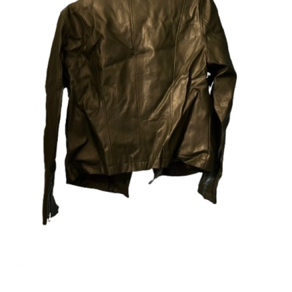 LOFT Forrest Green Leather Jacket - Picture 2 of 6